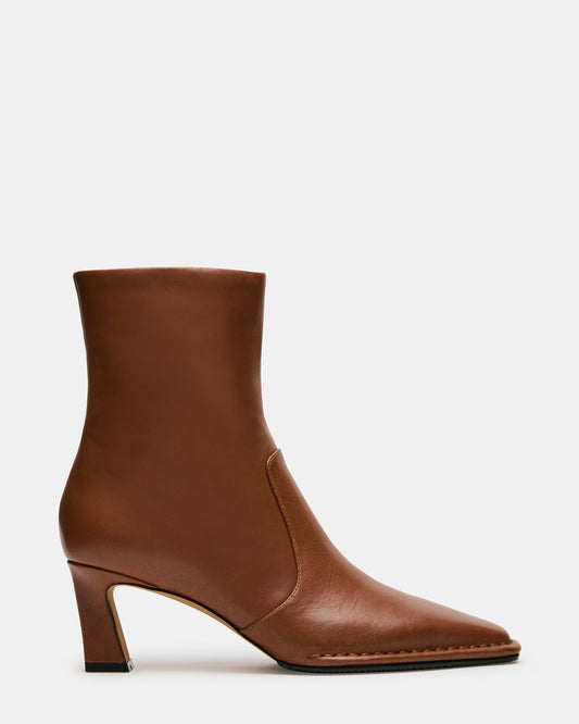 FARE Tan Leather Square Toe Women's Ankle Boot | Steve Madden Latest