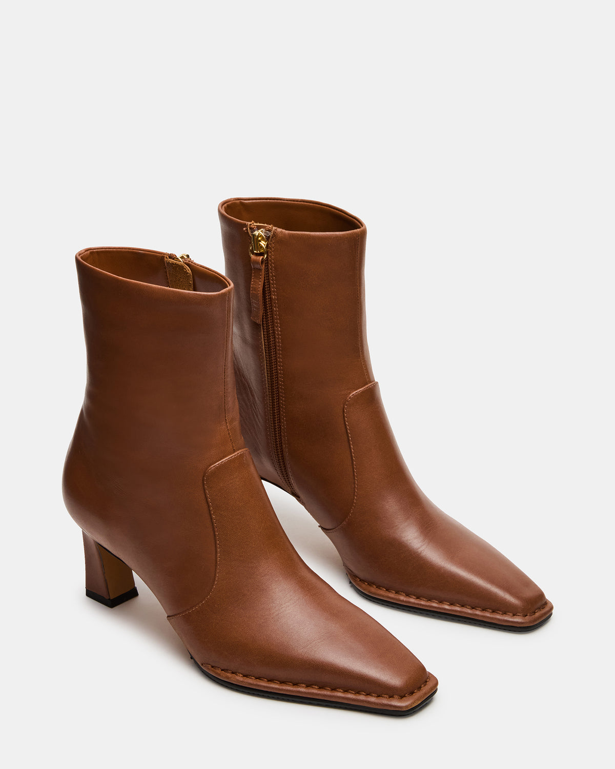 FARE Tan Leather Square Toe Women's Ankle Boot | Steve Madden Latest