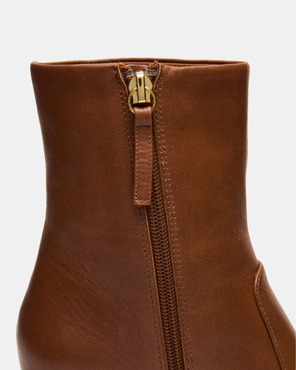FARE Tan Leather Square Toe Women's Ankle Boot | Steve Madden Latest