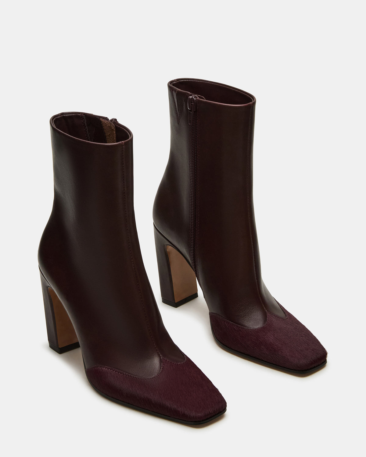 LYLE Burgundy Leather Square-Toe Heeled Women's Ankle Boot | Steve Madden Exclusive
