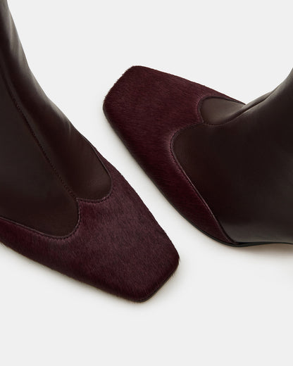 LYLE Burgundy Leather Square-Toe Heeled Women's Ankle Boot | Steve Madden Exclusive