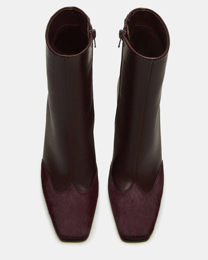 LYLE Burgundy Leather Square-Toe Heeled Women's Ankle Boot | Steve Madden Exclusive