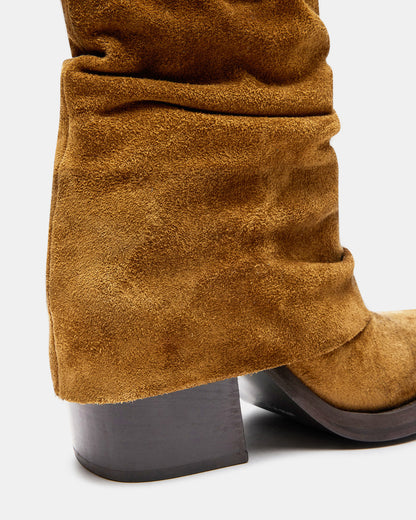 PIA Chestnut Suede Cuffed Boot | Women's Booties | Steve Madden Premium