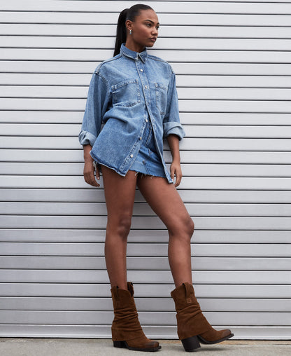 PIA Chestnut Suede Cuffed Boot | Women's Booties | Steve Madden Premium