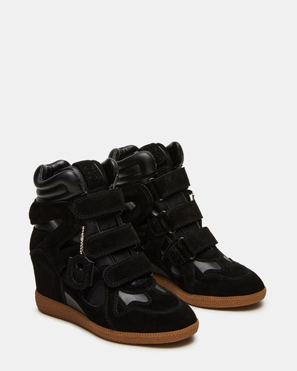 MAVIS Black Suede High-Top Velcro Women's Sneaker | Steve Madden Everyday