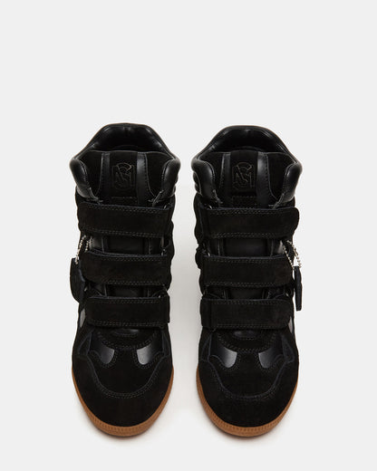 MAVIS Black Suede High-Top Velcro Women's Sneaker | Steve Madden Everyday