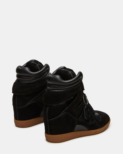 MAVIS Black Suede High-Top Velcro Women's Sneaker | Steve Madden Everyday