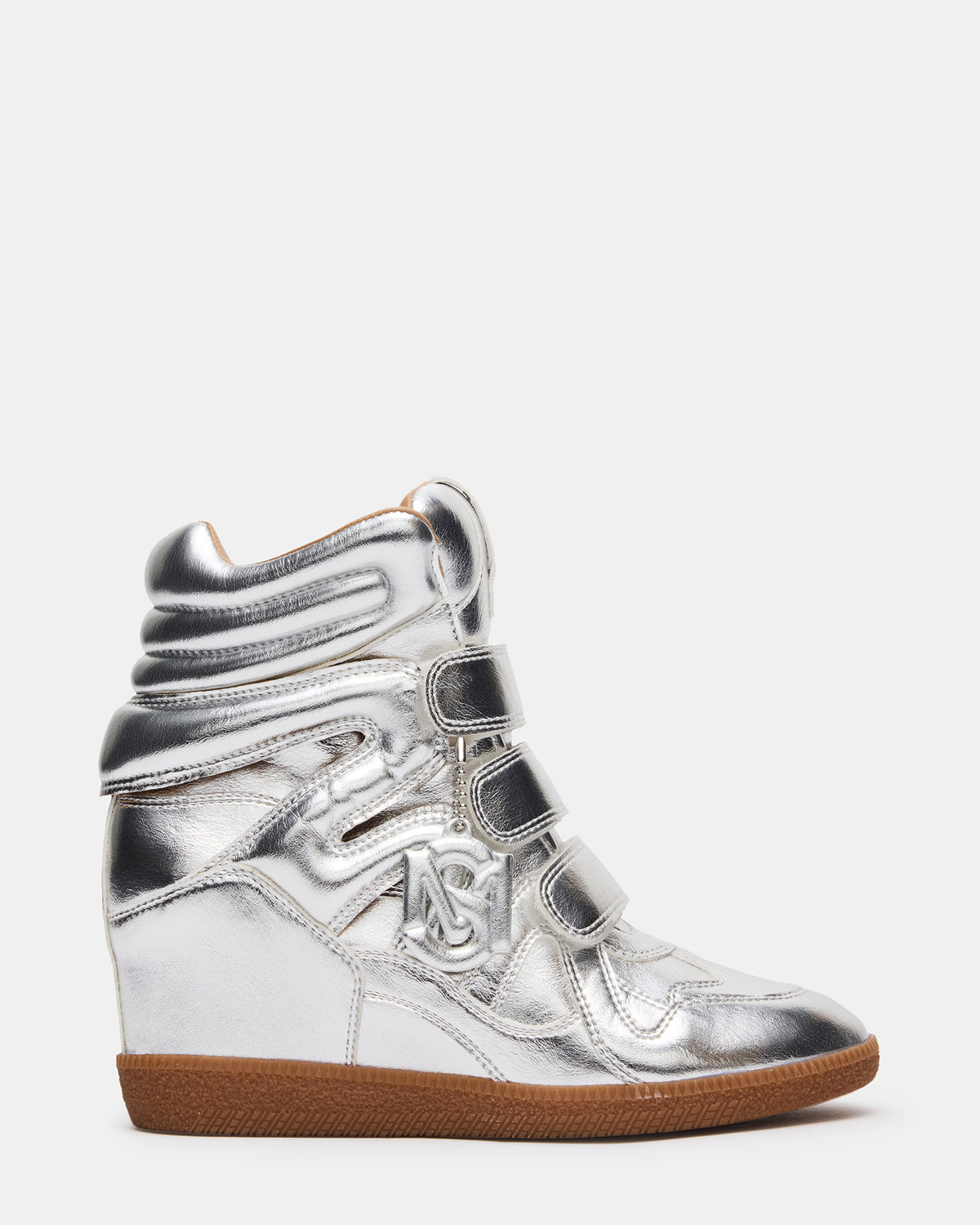 MAVIS Silver High-Top Velcro Women's Sneaker | Steve Madden Trusted