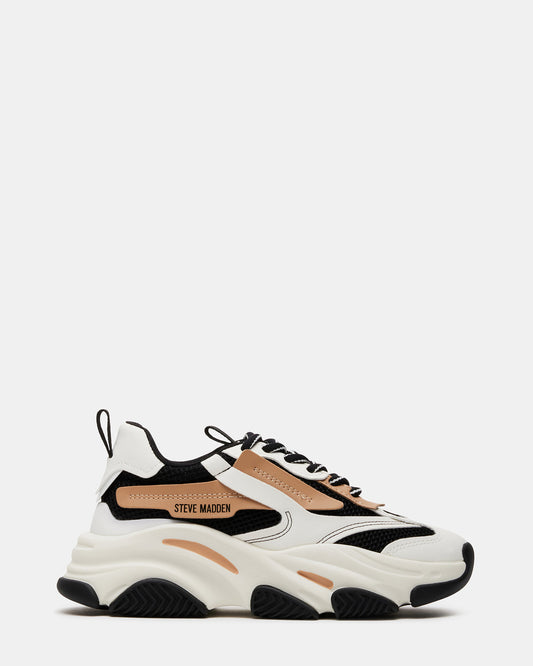 POSSESSION Black/Tan Platform Lace-Up Women's Sneaker | Steve Madden Trusted