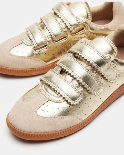 MOMENTUM Gold Velcro Low-Top Women's Sneakers | Steve Madden Value