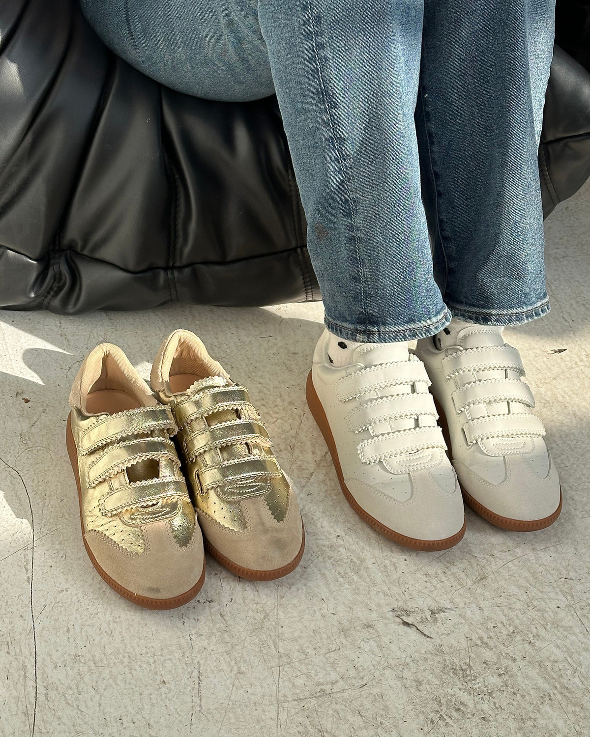 MOMENTUM Gold Velcro Low-Top Women's Sneakers | Steve Madden Value