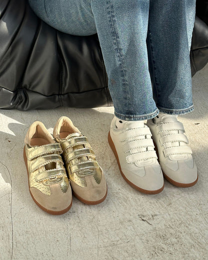 MOMENTUM Gold Velcro Low-Top Women's Sneakers | Steve Madden Value