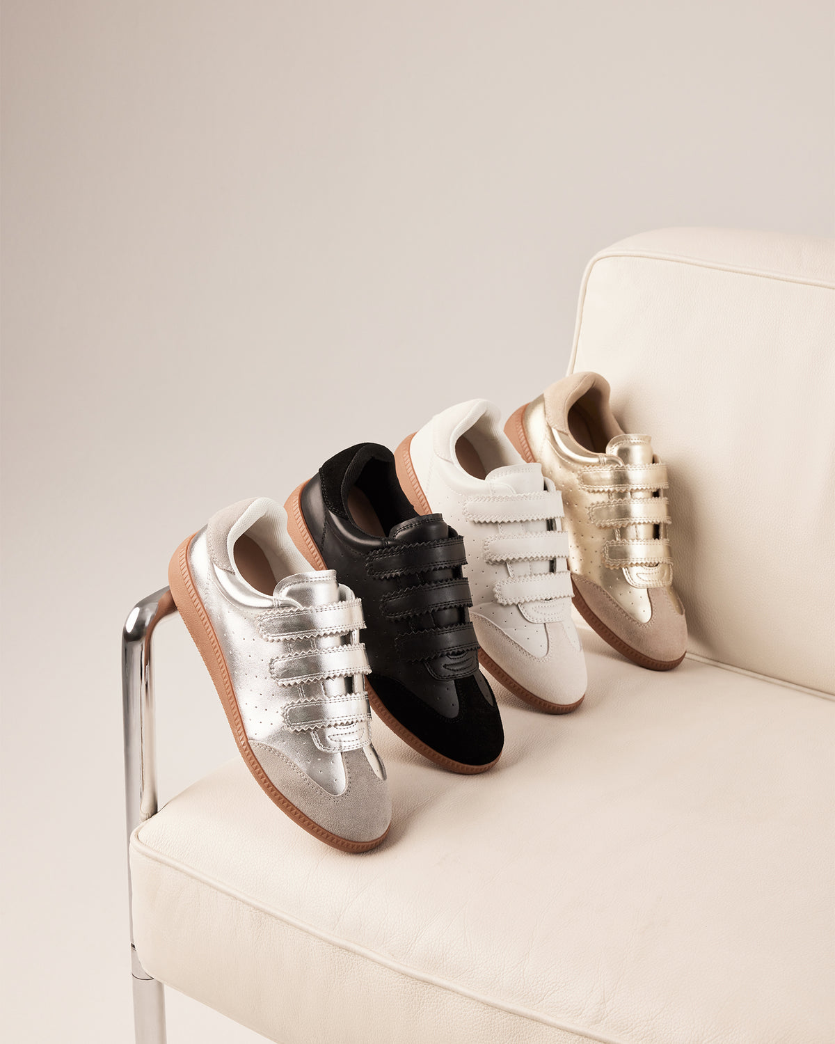 MOMENTUM Gold Velcro Low-Top Women's Sneakers | Steve Madden Value