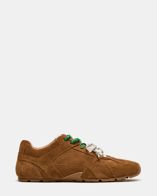 AZIEL Camel Suede Low-Top Lace-Up Women's Sneakers | Steve Madden New
