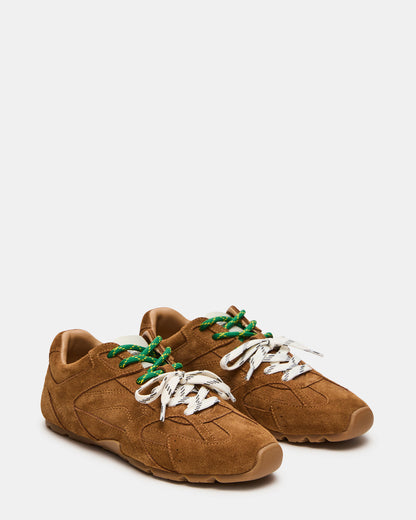 AZIEL Camel Suede Low-Top Lace-Up Women's Sneakers | Steve Madden New