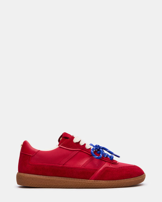 SPORTY Red Low-Top Lace-Up Women's Sneaker | Steve Madden Everyday