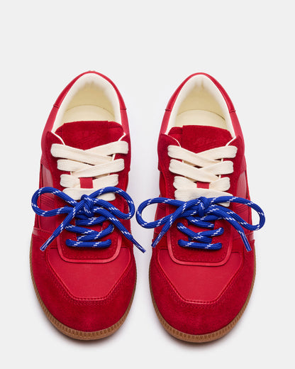 SPORTY Red Low-Top Lace-Up Women's Sneaker | Steve Madden Everyday