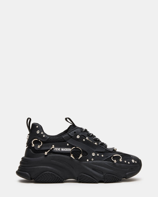 POSSESSION Piercing Black Platform Lace-Up Women's Sneaker | Steve Madden Discount