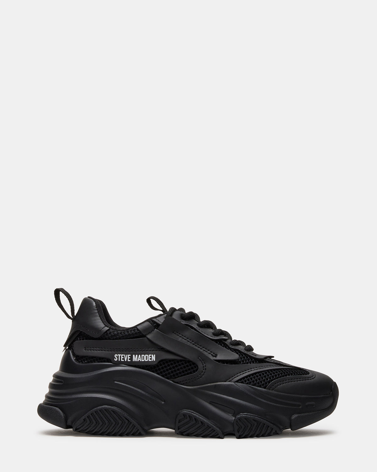 POSSESSION Black Platform Lace-Up Women's Sneaker | Steve Madden Signature