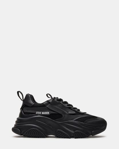 POSSESSION Black Platform Lace-Up Women's Sneaker | Steve Madden Signature