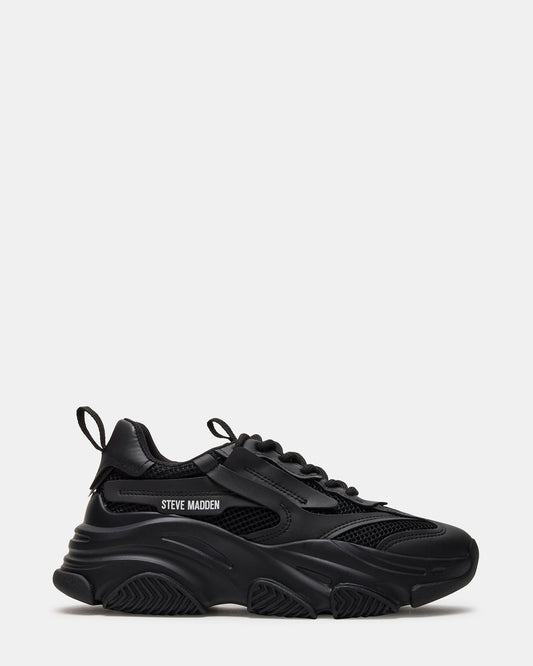POSSESSION Black Platform Lace-Up Women's Sneaker | Steve Madden Signature