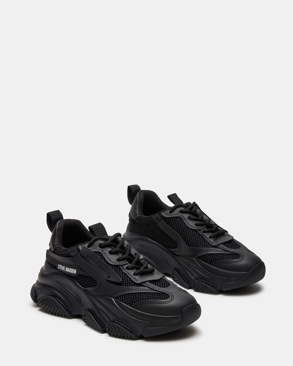 POSSESSION Black Platform Lace-Up Women's Sneaker | Steve Madden Signature
