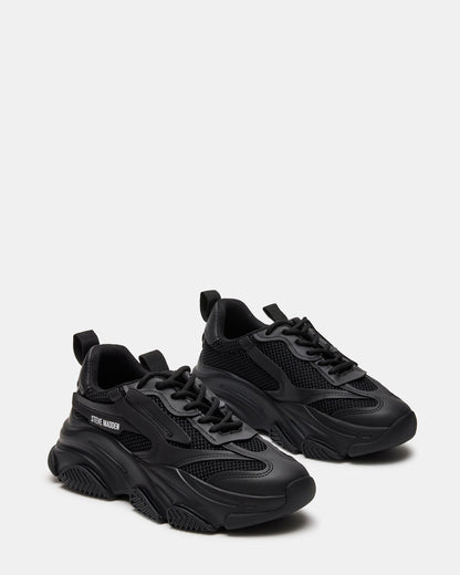 POSSESSION Black Platform Lace-Up Women's Sneaker | Steve Madden Signature