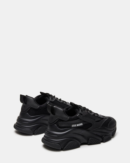 POSSESSION Black Platform Lace-Up Women's Sneaker | Steve Madden Signature