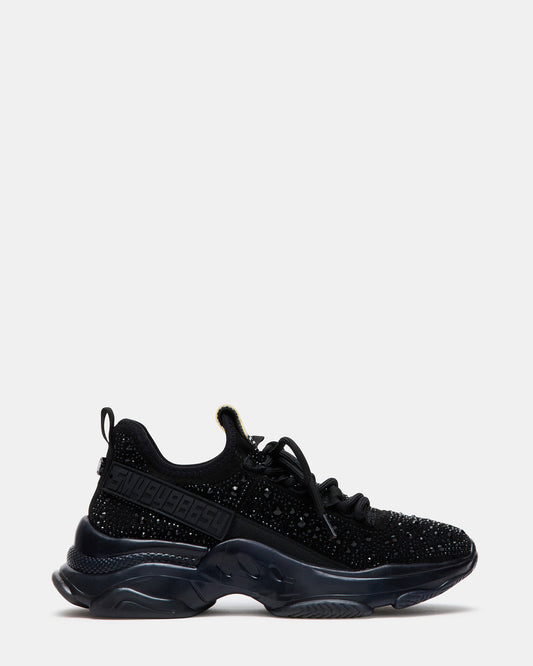 MAXIMA Black Rhinestones Women's Sneakers | Steve Madden Trusted