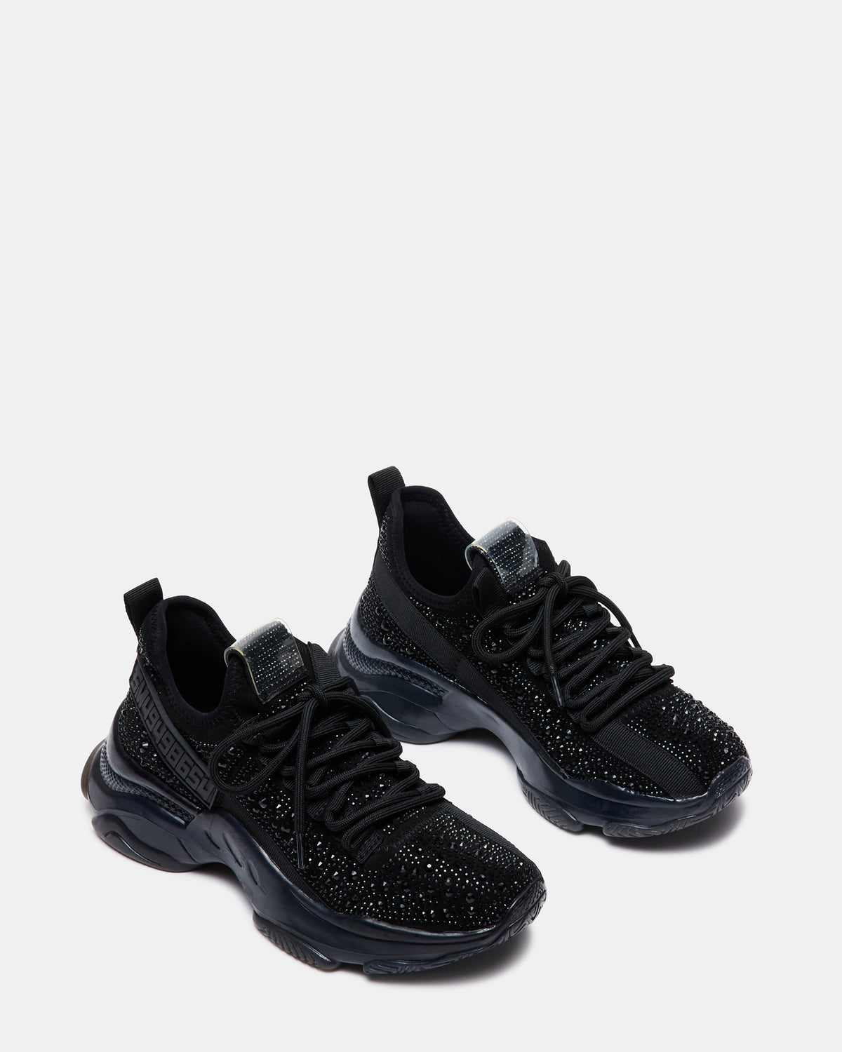 MAXIMA Black Rhinestones Women's Sneakers | Steve Madden Trusted