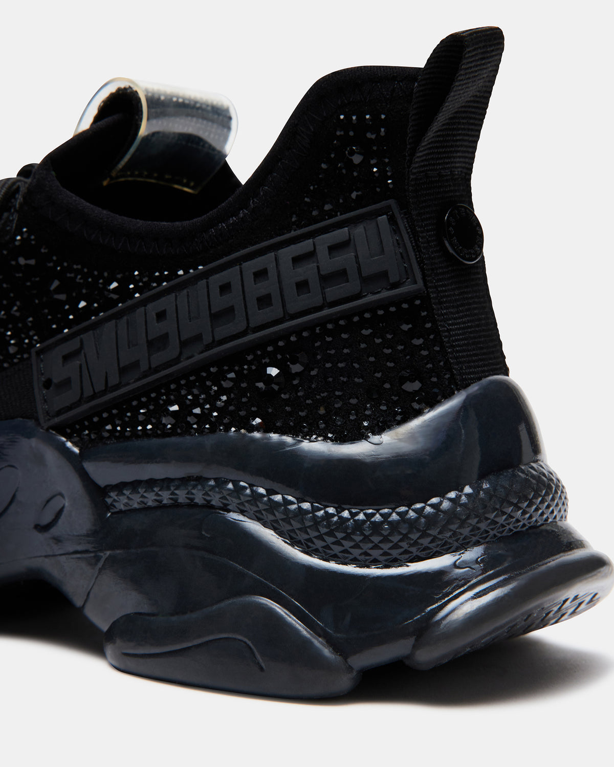 MAXIMA Black Rhinestones Women's Sneakers | Steve Madden Trusted