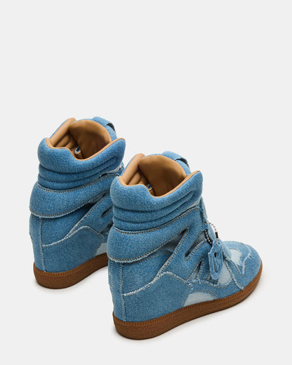 MAVIS Denim Multi High-Top Velcro Women's Sneaker | Steve Madden Trending