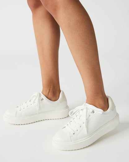 CATCHER White Suede Women's Low-Top Lace-Up Sneaker | Steve Madden Value