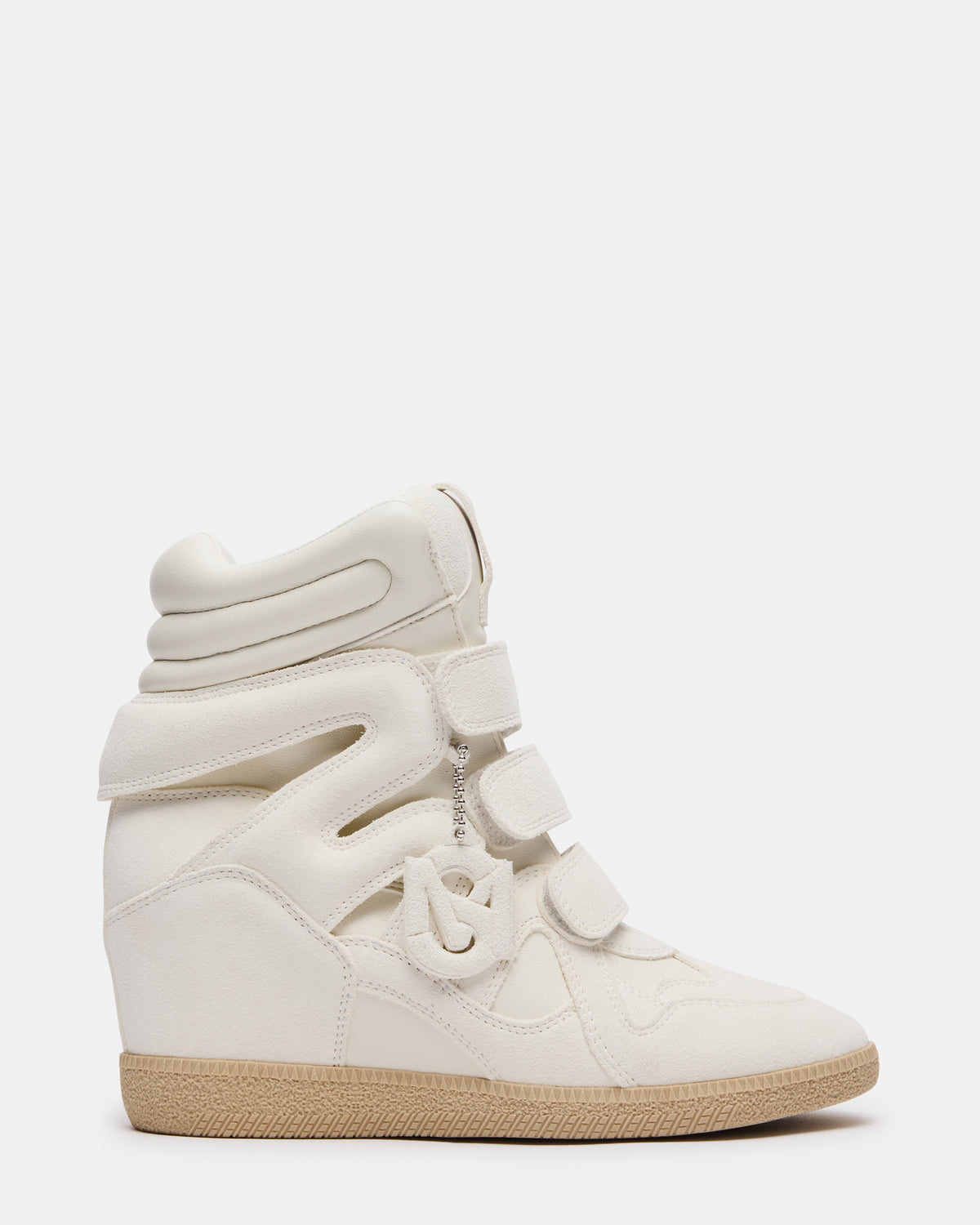 MAVIS White Suede High-Top Velcro Women's Sneaker | Steve Madden Top Pick
