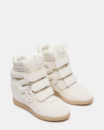 MAVIS White Suede High-Top Velcro Women's Sneaker | Steve Madden Top Pick