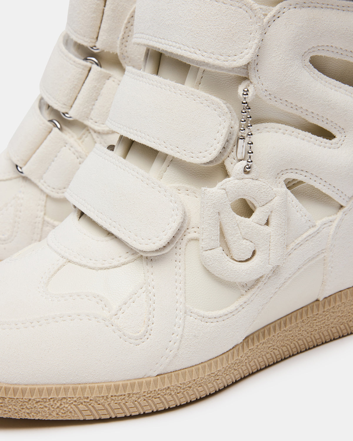 MAVIS White Suede High-Top Velcro Women's Sneaker | Steve Madden Top Pick