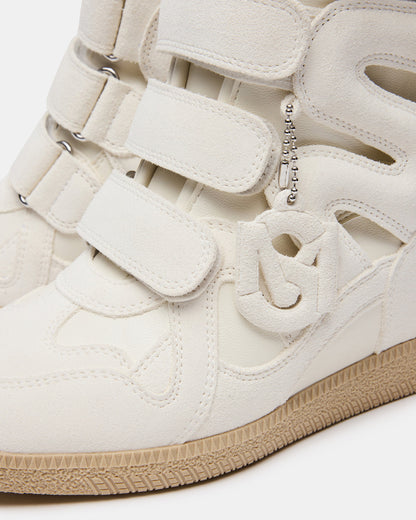 MAVIS White Suede High-Top Velcro Women's Sneaker | Steve Madden Top Pick