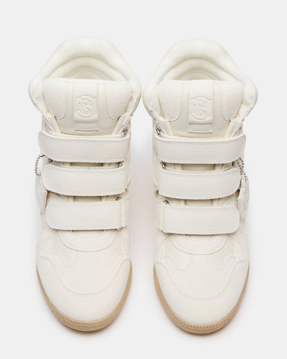MAVIS White Suede High-Top Velcro Women's Sneaker | Steve Madden Top Pick
