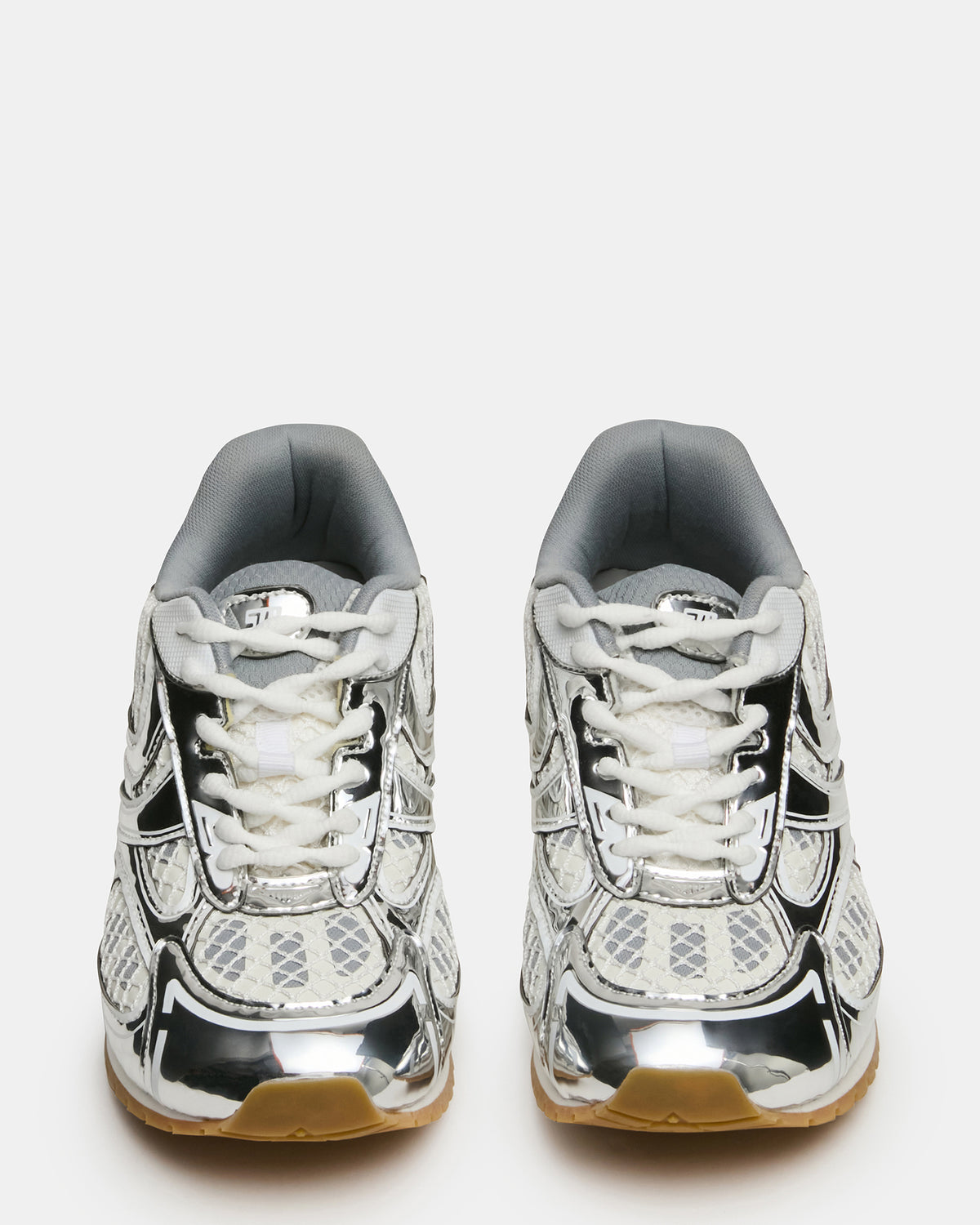 PAGER Silver Multi Low-Top Lace-Up Mesh Women's Sneaker | Steve Madden Top Pick
