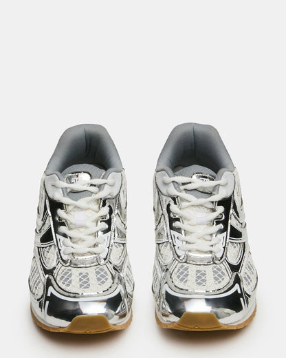 PAGER Silver Multi Low-Top Lace-Up Mesh Women's Sneaker | Steve Madden Top Pick