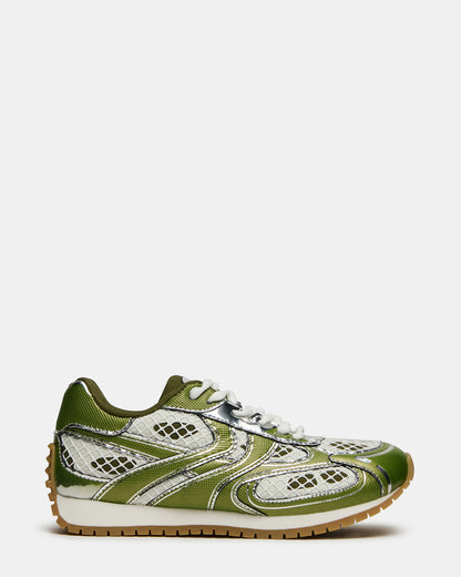 PAGER Green Multi Low-Top Lace-Up Mesh Women's Sneaker | Steve Madden Recommended