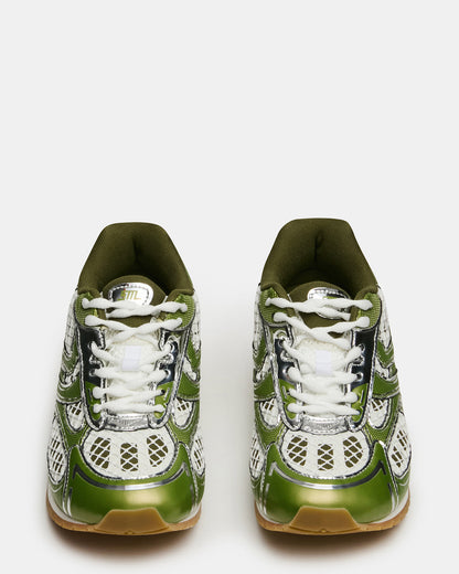PAGER Green Multi Low-Top Lace-Up Mesh Women's Sneaker | Steve Madden Recommended