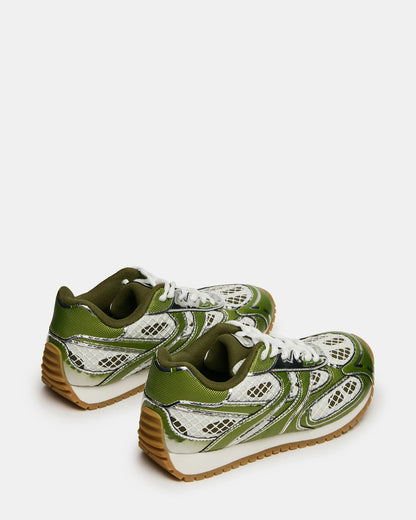 PAGER Green Multi Low-Top Lace-Up Mesh Women's Sneaker | Steve Madden Recommended