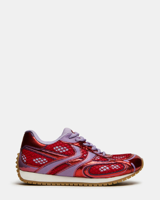 PAGER Red Multi Low-Top Lace-Up Mesh Women's Sneaker | Steve Madden Special Offer