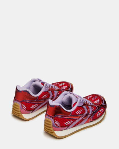 PAGER Red Multi Low-Top Lace-Up Mesh Women's Sneaker | Steve Madden Special Offer