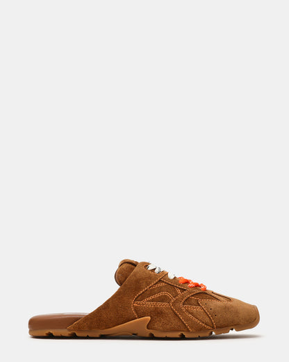 AZIEL MULE Chestnut Suede Low-Top Lace-Up Slip-On Women's Sneaker | Steve Madden Essential