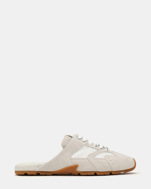 AZIEL MULE White Suede Low-Top Lace-Up Slip-On Women's Sneaker | Steve Madden Latest