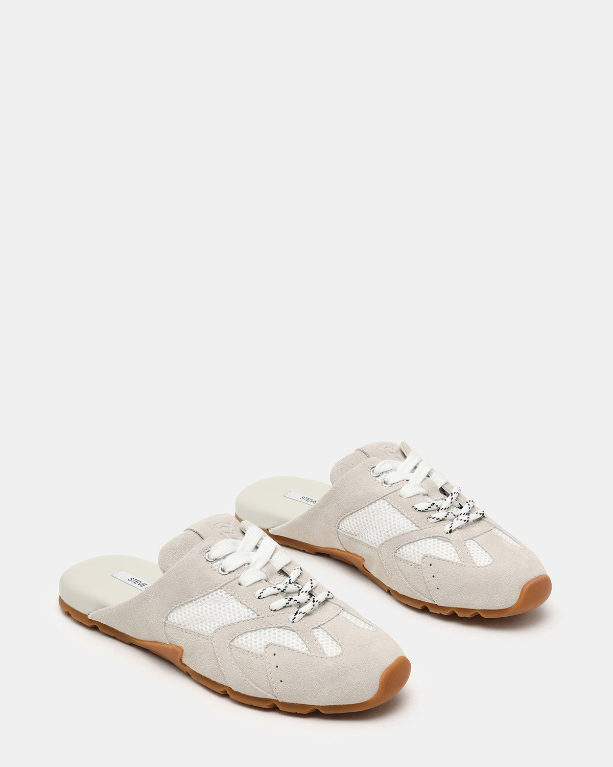 AZIEL MULE White Suede Low-Top Lace-Up Slip-On Women's Sneaker | Steve Madden Latest