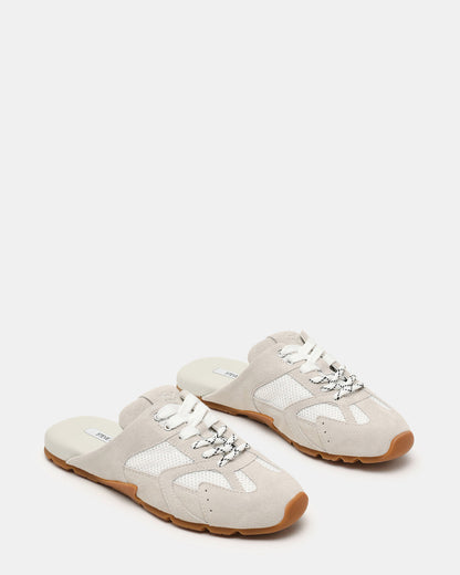 AZIEL MULE White Suede Low-Top Lace-Up Slip-On Women's Sneaker | Steve Madden Latest