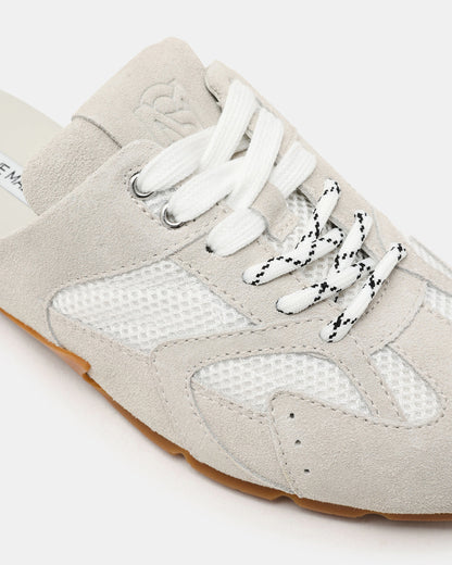 AZIEL MULE White Suede Low-Top Lace-Up Slip-On Women's Sneaker | Steve Madden Latest